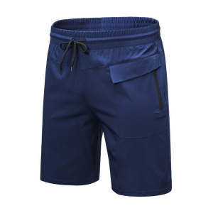 Shorts de Playa de Secado Rápido para Hombre, Cintura Media, Cordón Ajustable, Color Azul Sólido, Shorts Bermuda Casuales con Bolsillos - Product Image 4