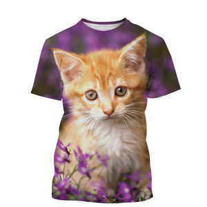 Camisetas Unisex de Verano con Estampado de Gato, Camisetas Casuales de Cuello Redondo y Manga Corta para Hombre, Estilo Hip Hop con Estampado 3D de Animales - Product Image 3