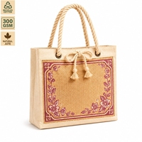 Sac fourre-tout de plage en jute et coton 300 GSM avec cordon de serrage et poignées en corde pour la mode, les vacances à la plage, le shopping, logo personnalisé, commande en gros