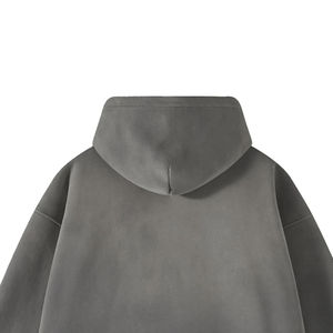 Nouveau sweat à capuche zippé épais 100 % coton délavé en molleton bouclette pour homme, coupe ample et vieillie - Product Image 6