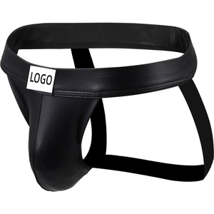 Jockstrap de Cuero para Hombre, Negro, Cintura Baja, Ropa Interior Sexy, Diseño Suave - Product Image 1