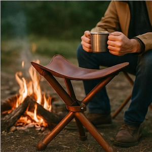 Custom logo <b>leather</b> hunting <b>stool</b> folding tripod camping <b>stool</b> wholesale OEM supplier premium export quality in wholesale price - Product Image 2