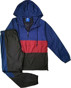Custom Loose Fit Windbreaker Suit Two Piece Set <b>Zip</b>-<b>Up</b> <b>Jacket</b> Contrast Color Nylon Tracksuit Men Quick Dry - Product Image 1