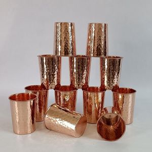Copper Drinking Cups Set Of 6 Traditional Chinese Design Straight Shape Metal Cup For Kitchen Use - Product Image 6