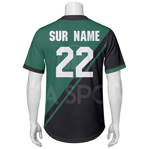 Maillot de baseball personnalisé 2026 unisexe à manches courtes, vert et noir, imprimé par sublimation, séchage rapide, coupe classique, vêtement de sport pour adulte - Product Image 3