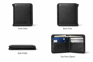WRIZA Porte-cartes en cuir véritable de 5 pouces, design fin et durable avec finition texturée, portefeuille compact pour hommes et femmes, professionnel - Product Image 4