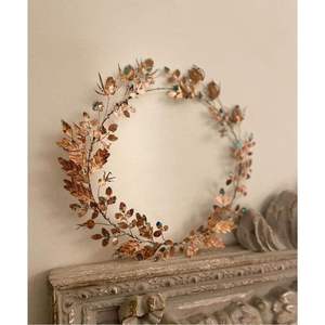 Handmade metal floral <b>wreath</b> Vintage style Christmas decoration Round wall hanging <b>wreath</b> Indoor home decor <b>wreath</b> Home decor - Product Image 3
