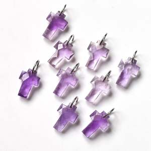 Pendentif Croix Sainte en Améthyste Rose AAA, Charme en Argent 925 Sculpté à la Main, pour Fabrication de Bijoux, Vente en Gros - Product Image 2