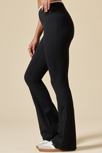 Leggings évasés taille haute pour femmes, pantalon de yoga long, couleur unie, extensible dans quatre directions, taille élastique, design sans couture - Product Image 3