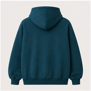 เสื้อฮู้ดดี้ผู้ชายสีเขียวอมฟ้าแบบสวมใส่สบาย ทรงโค้งมน ไม่มีเชือกผูก กระเป๋าข้าง ผ้าฟลีซเนื้อนุ่มพิเศษ รุ่น MHOOD-0048 - Product Image 2