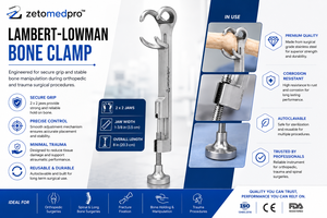 LAMBERT LOWMAN Bone Clamp 2x2 Jaws 3.5cm Wide 8in 20.3cm Orthopedic Instrument Zetomed Pro - Product Image 5