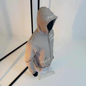 Sudadera con capucha para hombre, estilo urbano, informal, vintage, con lavado ácido, 100% algodón, con cremallera, de alta calidad, oversize, con pedrería personalizada, ecológica - Product Image 6