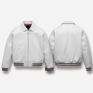 Custom applique <b>leather</b> bomber <b>jacket</b> designed for hip hop style made with waterproof breathable fabric suitable for winter wear - Product Image 3