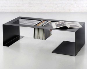 Mesa de Centro Rectangular para Sala de Estar, Moderna, de Metal Negro, con Porta Revistas, Mesa de Té Minimalista de Hierro - Product Image 5