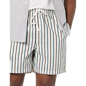 Short de bain bleu marine pour hommes, taille élastique, cordon de serrage réglable, vêtements de plage, short décontracté à séchage rapide - Product Image 2