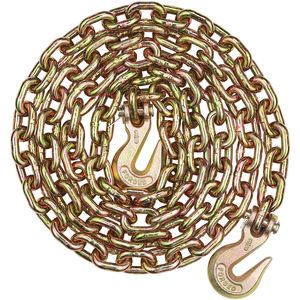 Catena di traino G80 - 3/8" x 10.3FT con ganci a forcella - 7100 libbre SWL - Per impieghi gravosi - Carico di lavoro sicuro - Per rimorchi e trasporto legname - Product Image 2