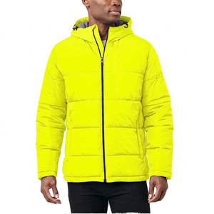 <b>Men's</b> Hooded <b>Jacket</b> Winter Casual Windproof Polyester Wadding Zipper Solid Color Regular Fit - Product Image 3