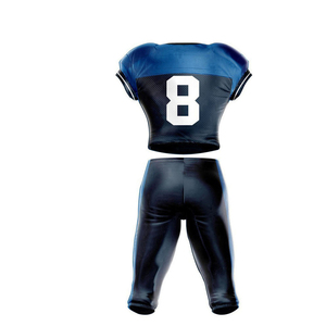 Ensemble de vêtements de sport pour homme en tissu durable, uniforme de football américain, maillot bleu avec le numéro 8 et pantalon noir - Product Image 6