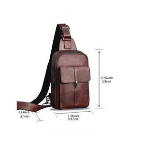 Bolso Bandolera Marrón Personalizado al por Mayor, de Cuero PU Impermeable, Menos de 21L, Unisex, con Cierre de Cremallera - Product Image 5