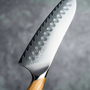 Cuchillo de carnicero de acero de Damasco de la marca Edge Master con mango de madera, adecuado para cortar carne, pescado, frutas y otros usos. - Product Image 4