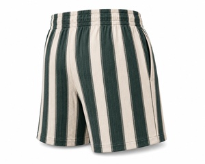 Pantalones Cortos de Boxeo Unisex de Corte Regular con Rayas Verticales Verdes y Crema, de Poliéster/Nailon de Secado Rápido - Product Image 6