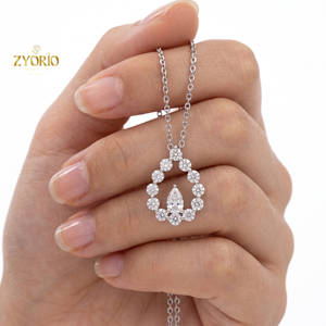 Collier Lerca Luxury Gifts plaqué or rhodié 18 carats, pendentif de fiançailles en forme de poire pour femme, diamant de laboratoire tendance, pour mariage raffiné - Product Image 3
