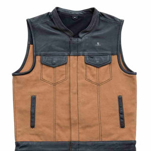 Men's Premium <b>Leather</b> Biker Vest Wholesale Adults Custom OEM ODM Motorcycle <b>Sleeveless</b> <b>Jacket</b> Casual Outerwear - Product Image 2