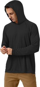 Sweat à capuche noir à manches longues pour homme, UPF 50, séchage rapide, couleur unie, vêtement de pêche, pull-over - Product Image 2