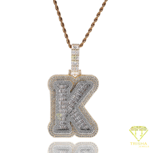 Collier chaîne tennis de luxe scintillant avec diamants de laboratoire de créateur, entièrement pavé et grand pendentif géométrique doré - Product Image 5