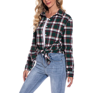 Cotton Flannel Shirt Women Solid Casual Eco-Friendly Breathable <b>Top</b> Lining Button Shirts Autumn Front Logo Wide Plain Dyed - Product Image 3