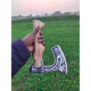 Hacha de Pizza Burraq Industrial, Hecha a Mano, de Acero al Carbono, con Mango de Madera de Palisandro y Funda de Cuero, de 10 Pulgadas, para Caza al Aire Libre - Product Image 2