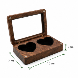 Custom Logo Walnut Wood Double Ring <b>Box</b> with <b>Glass</b> Lid Luxury Wedding Ring Bearer <b>Box</b> Jewelry Gift Packaging - Product Image 5