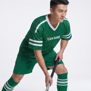 โพลีเอสเตอร์ 100% เสื้อฮอกกี้คอวีชุดกีฬาชุดกางเกงขาสั้นสำหรับฝึกซ้อมชุดกีฬาฮอกกี้น้ำแข็งแบบยูนิเซ็กส์ชุดกีฬาแห้งเร็ว - Product Image 4