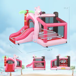 Casa Gonfiabile Rosa con Piscina di Palline e Canestro da Basket, Parco Giochi Gonfiabile per Interni ed Esterni con Ventilatore - Product Image 3