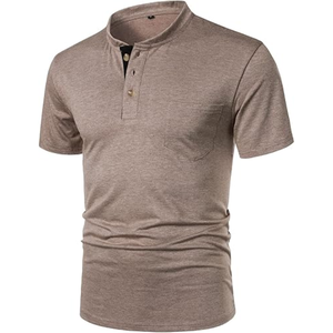 Camisetas Henley de manga corta para hombre, camisetas informales de algodón de verano con cremallera de botones para uso diario - Product Image 3