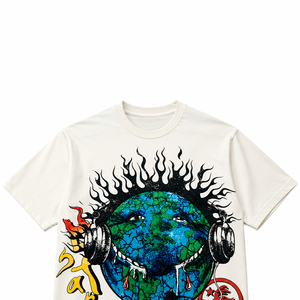 Camiseta personalizada con cuello redondo, estilo vintage, estilo urbano, manga corta, de algodón, para un uso cómodo unisex. - Product Image 3