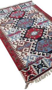 Tapis ottoman en laine de qualité supérieure, tapis kilim faits à la main, traditionnels, rembourrés, réversibles, adaptés aux animaux domestiques, antidérapants, pour usage domestique - Product Image 3
