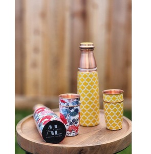 ILAHI's Hammered Copper Eco-Friendly 500ml <b>Water</b> <b>Bottle</b> Lid Classic Design Travel & Outdoor Use Uttar Pradesh Model ICOMCB-13266 - Product Image 1
