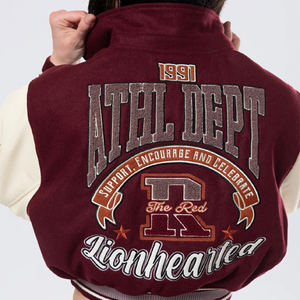 Oversized Women Wool Blend Letterman Varsity Jacket Custom Embroidered Baseball Jacket Streetwear Fashion - Product Image 5