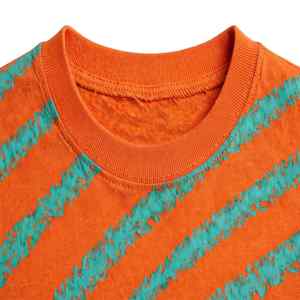 Camiseta Unisex NEXTEX con Rayas de Tiza, Naranja y Verde Azulado, de Algodón Suave, Cuello Redondo, Informal - Product Image 6