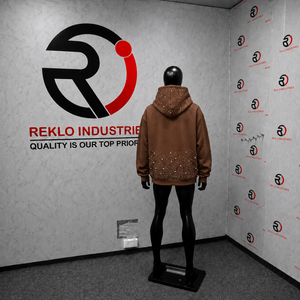 Sweat à capuche marron à strass, coupe oversize, style streetwear, fermeture éclair intégrale, personnalisé, mode décontractée, unisexe, pour l'hiver - Product Image 4