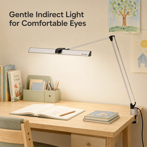 Lampe de lecture à pince réglable à double bras, lumière 4000K pour étudiants, écoles et centres de tutorat - Product Image 1