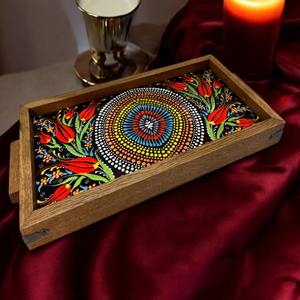 Plateau en bois imprimé série artistique, plateau imprimé en bois illustré pour la décoration créative de la maison, plateau de service en gros - Product Image 1