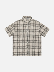 Camisa Casual de Algodón a Cuadros para Hombre, Manga Corta, Estampado Digital, Transpirable, con Botones y Cuello - Product Image 1
