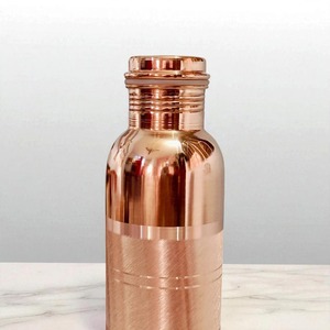 Copper Silver Touch Water Bottle Solid Minimalist Design Screw-On Cap <b>Reusable</b> Travel <b>Mug</b> Single Wall Metal Unisex - Product Image 5