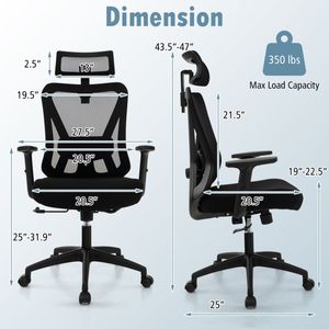 Sedia da Ufficio Ergonomica con Schienale Reclinabile in Rete, Girevole e Regolabile, Comoda Sedia da Lavoro - Product Image 4