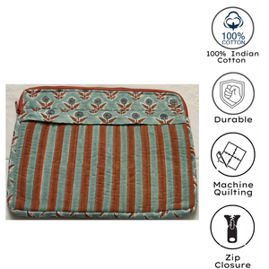 Sac à dos matelassé artisanal indien haut de gamme en coton, imprimé au bloc, multi-poches zippées, durable, doux et classique pour le bureau - Product Image 4