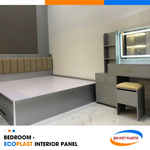 Ensemble de chambre à coucher gris et blanc très brillant Panneau intérieur en PVC Premier Factory in Vietnam - Product Image 1