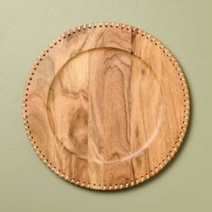 Assiette de service ronde en bois, finition naturelle, couleur unie, design minimaliste, vaisselle décorative, assiettes, plats - Product Image 3