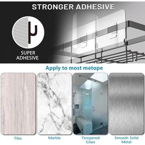 Grande étagère de douche auto-adhésive noire, panier de rangement mural pour salle de bain, style ferme - Product Image 5